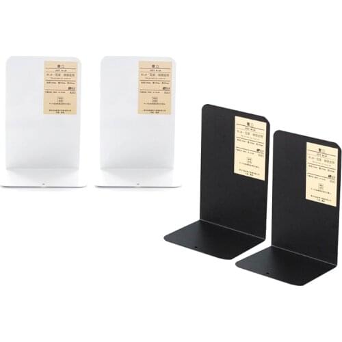 OOTDTY 1 Pair Metal Bookends Organizer Desktop Office Home Book Support Shelf Storage Holder Book Ends Stand