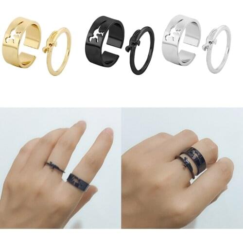 Popular Dinosaur Rings Alloy Couple Rings Well-designed 2-piece Ring Set Rings Western Style Alloy Fashion Finger Jewelry