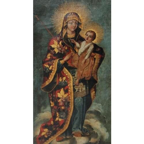 Religious Canvas Wall Art Figurative Oil Painting on Canvas for Home Decor Mary, Mother of Jesus Hand Painted Art Picture