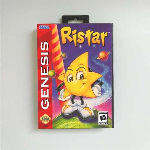 Ristar - USA Cover With Retail Box 16 Bit MD Game Card for Sega Megadrive Genesis Video Game Console