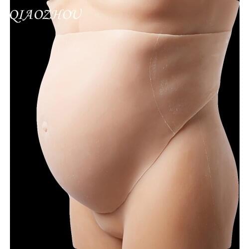Silicone False pregnancy whit beige silicone pregnant belly fake bump tummy Drag Queen Transgender Pregnant Belly 2-10 momnth