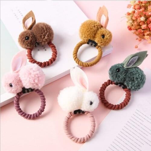 Pretty cute Hairball Tail Rabbit Elastic Hair Bands Bow For Girl Hair Tie Scrunchy Kids girls Hair Accessories For Women