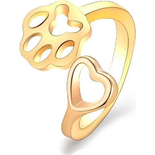 Creative Simple Dog Claw Heart-shaped Gold Ring Female 4-Color Wedding Accessories Fashion Womens Party Jewelry