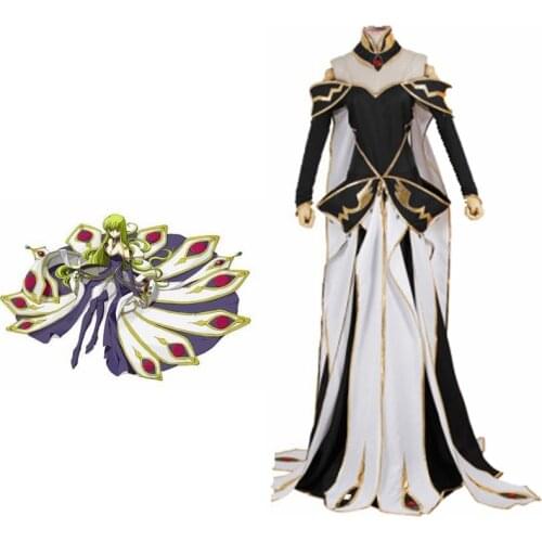 Unisex Anime Cos Code Geass C.C. Empress Lelouch Cosplay Costumes Tight clothing Sets
