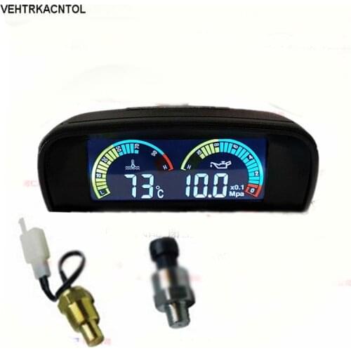 VEHTRKACNTOL 2 Functions 12v/24v Truck Car Oil Pressure Gauge + Water Temperature Gauge Meter Tool