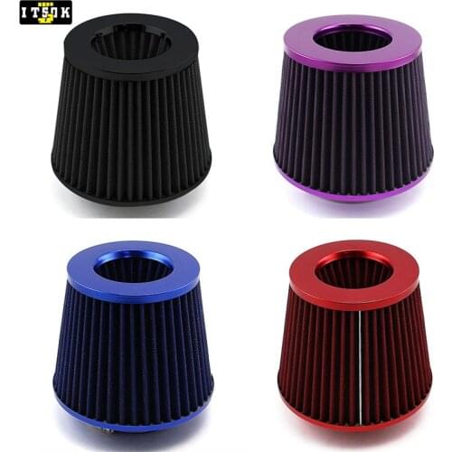Intake Air Filter Cone 76mm 3" Universal High Flow Racing Performance Tapered JDM Car Airfilter Non-Woven Fabric Black Purple