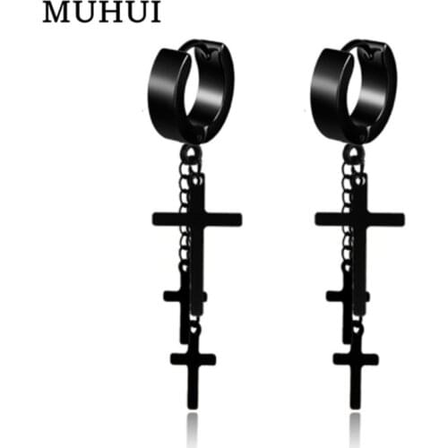 1pc Kpop Stray Kids Cross Earring Stainless Steel Chain Tassel Punk Earrings Men Jewelry Never Fade 19233