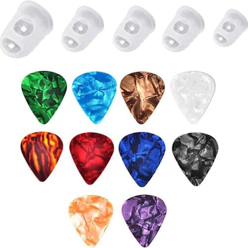 10 Pcs High Quality Guitar Picks 0.46mm & 5pcs Silicone Finger Protectors Acoustic Picks Plectrum Celluloid Guitar Accessories
