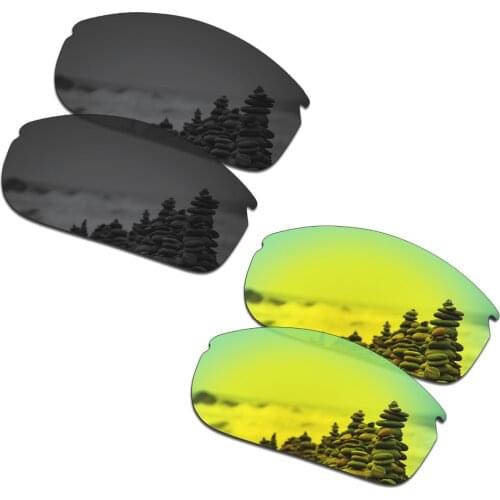 SmartVLT 2 Pairs Polarized Sunglasses Replacement Lenses for Oakley Commit SQ Stealth Black and 24K Gold