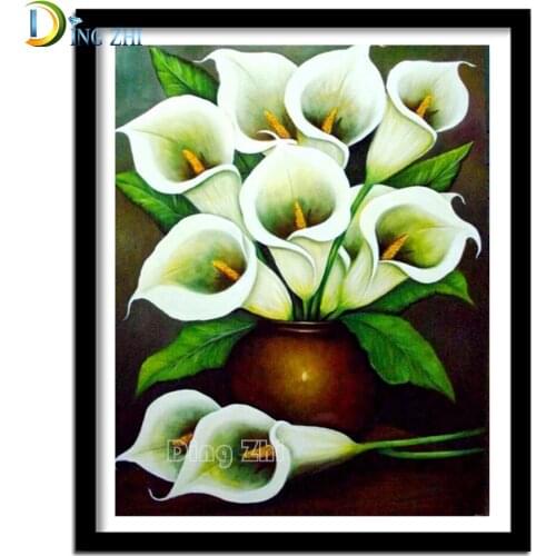 2021 New 5D Square Round Diamond Painting DIY Calla Flower Embroidery Home Decor Diamond Mosaic American Style Beaded Gift