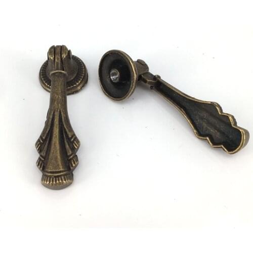 Vintage style shaky pendant drawer cabinet knobs pulls antique brass dresser door handles knobs 5PCS