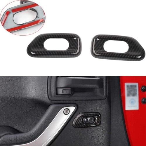 For Jeep Wrangler 2010~2017 Car Accessories Door Handle Lock Switch Button Cover Carbon Fiber Stickers Decoration Frame Trim