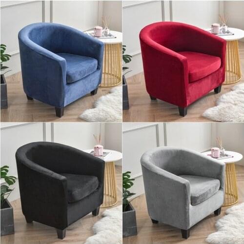 Velvet Plush Tub Chair Cover Club Chair Cover Bar Mini Sofa Slipcovers Coffee Shop Couch Slipcover With Seat Cushion Covers