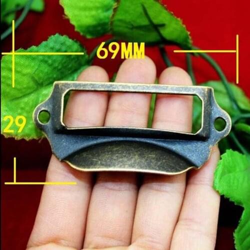 Cheaper Bronze Drawer Pull knob, Label Box Handle Antique brass Ironhide Medical Box Decorate Box Name Box Knobs vintage pulls