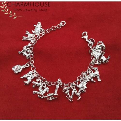Silver 925 Bracelet for Women Fashion Jewelry Zodiac Charm Bracelets & Bangles Animal Pendents Birthday Party Gift Factory Price