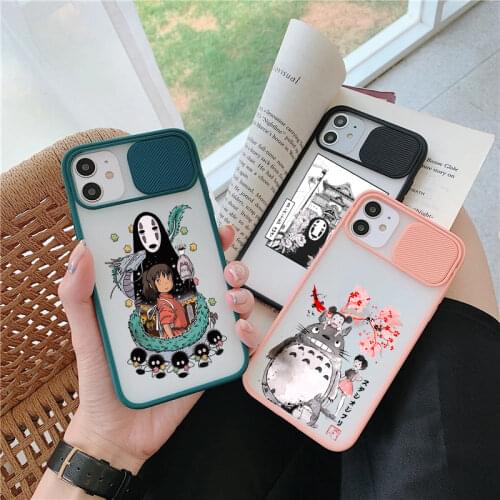 Phone Case for IPhone 11 12 Pro 7 8 Plus 6 X XR XS Max SE2 Lens Protect Cute Totoro Spirited Away Miyazaki Anime No Face Cover