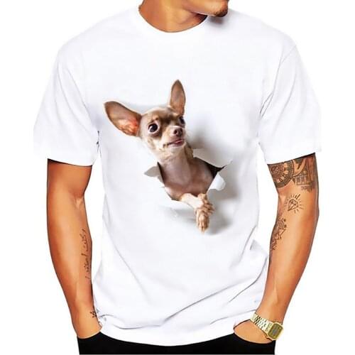 Cute Chihuahua dog break out vivid 3d tshirt men 2018 new white casual breathable t shirt homme funny cane corso t-shirt