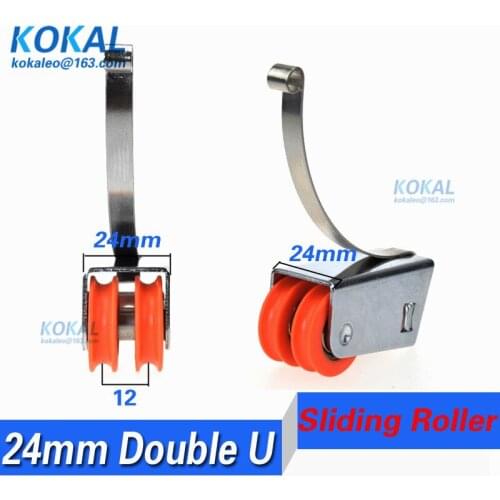 [24SPA]Low noise double U groove 23mm 24mm distance wardrobe sliding door window wheel roller 39mm upper U pulley roller wheel