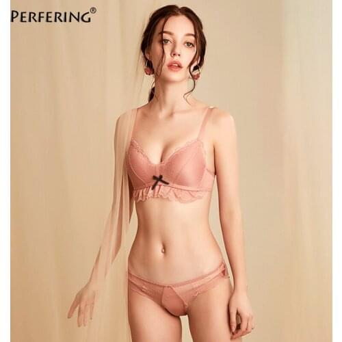 Perfering Bra Set Fashion Sexy Womens Push Up Lace Underwear Panties Breathable Jacquard Wireless Lingerie Set Free Shipping