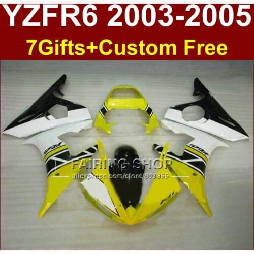 ABS Motorcycle fairing set for YAMAHA YZFR6 2003 2004 2005 yellow white fairings kit YZF R6 03 04 05 YZF1000 bodyworks WR4