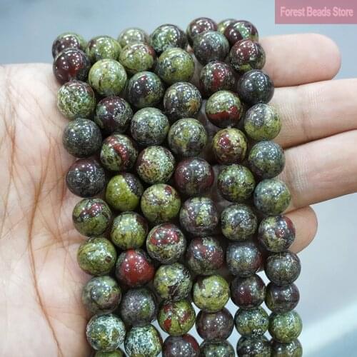 Natural Dragon Blood Stone Round Loose Spacer Beads For Jewelry Making DIY Charms Bracelet Necklace 15'' inch 4/6/8/10/12mm