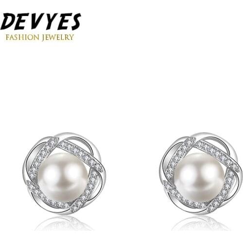 Fashion Rotating Pearl Earrings Female Popular New Simple Diamond Earrings Temperament Flower Earrings Tide Hollow Earrings