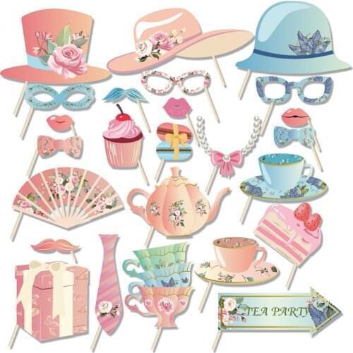 Mr Mrs DIY Photobooth Props Tea Party Decorations Teapot Dessert Photobooth Festival Party Favors Supplies