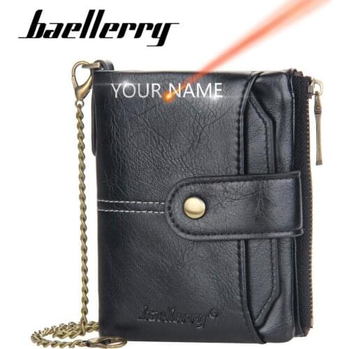 2022 Men Wallets Chain New Customized Zipper High Quality Short 11 Card Holders Male Purse Coin Holder Wallets For Boy