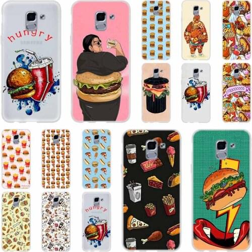Chips Pizza food Hamburgers For Phone Case Samsung Galaxy j6 J8 J7 J5 J3 J4 Plus 2018 2017 2016 J610 Prime Soft Silicone Coque