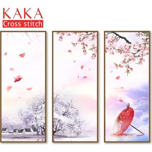 Cross stitch kits,Embroidery needlework sets with printed pattern,11CT-canvas for Home Decor Painting,Landscape Full NCKS102