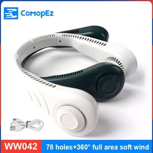 Lazy Hanging Neck Fan Mute Outdoor Sports USB Small Fan No Leaf Hanging Neck Mini Portable 360 Degree Lazy Neckband
