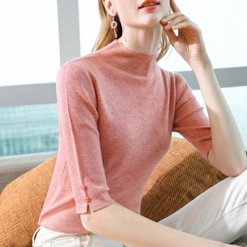 2012 new style spring, summer and autumn wool sweater with mid-sleeve V-neck soft high elastic sweater AL50217