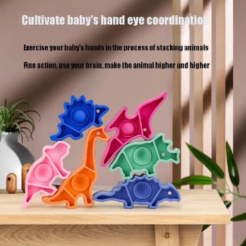 2021 New Dinosaur Building Blocks Push Bubble Toys Autism Needs Squishy Stress Reliever Toys Adult Kid Funny Anti-stress Fidget