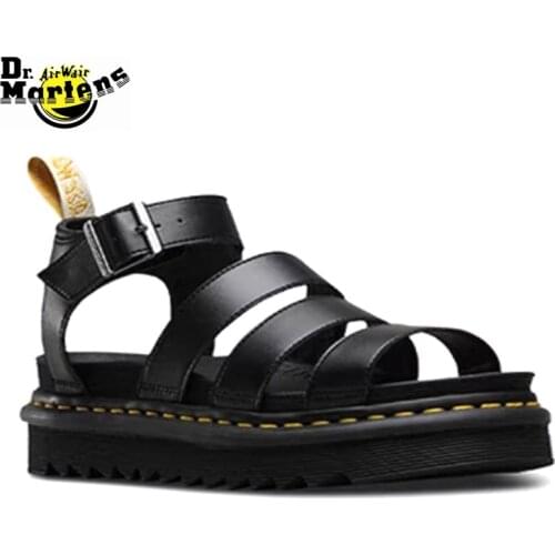 Original Dr.Martens Womens Thick Heel VOSS Strap Doc Martin Platform Sandals Female Leather Durable Summer Breathable Shoes