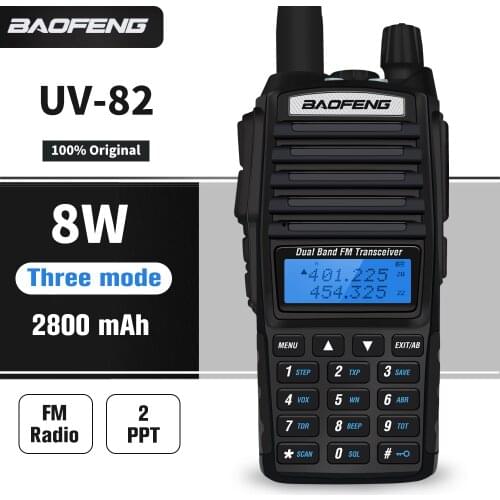 High Power 8W Portable Radio Baofeng Walkie Talkie UV-82 Dual PTT Two-way Radio UV82 VHF UHF Dual Band Ham Radio UV 82