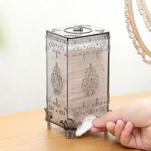 European Style Clear Makeup Cotton Pad Dispenser Cosmetic Container Storage Box