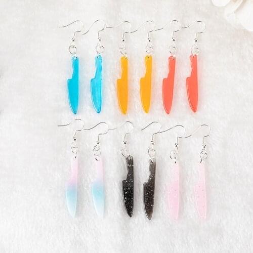 Knife Earrings For Men Women Punk Flatback Resin Rock Knife Earrings Fashion Jewelry Gift