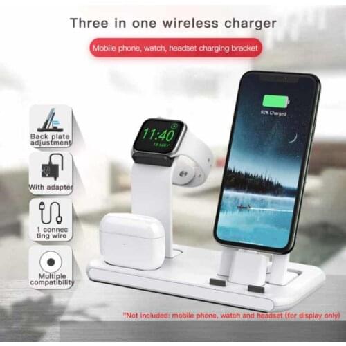 Folding 3 In 1 Wireless Charging Stand For Apple Watch 6 5 4 3 IPhone 12 11 X XS XR 8 Airpods Pro Qi Fast Charger Dock Station
