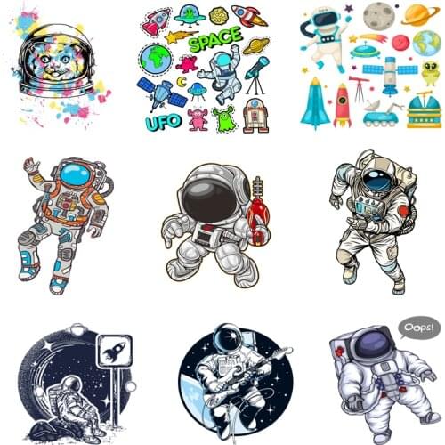 Iron-on Transfers for Clothing Ironing Patches for Clothes Stickers Diy Space Patch Fusible Transfer Vinyl Adhesive Stripe C