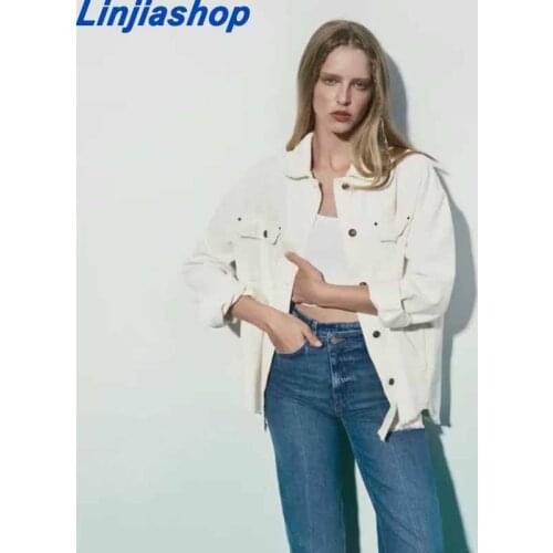 Spring and Autumn Fashion Retro Corduroy Shirt Coat Jacket Chic Long Sleeve Lapel Ladies Office Casual Loose Top