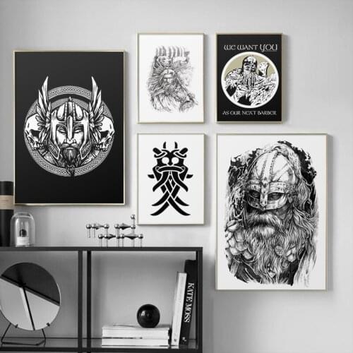 Vikings Nordic Mythology Classic Canvas Painting Posters And Prints Wall Art Pictures For Living Room Vintage Home Decoration