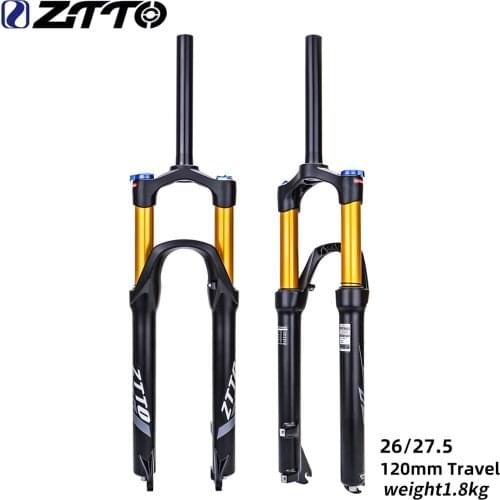 ZTTO MTB 120mm Travel Air Suspension Mountain Bike Fork QR Quick Release Straight Tube 1 1/8" Inch 26 27.5 29 Disc Brake Mount