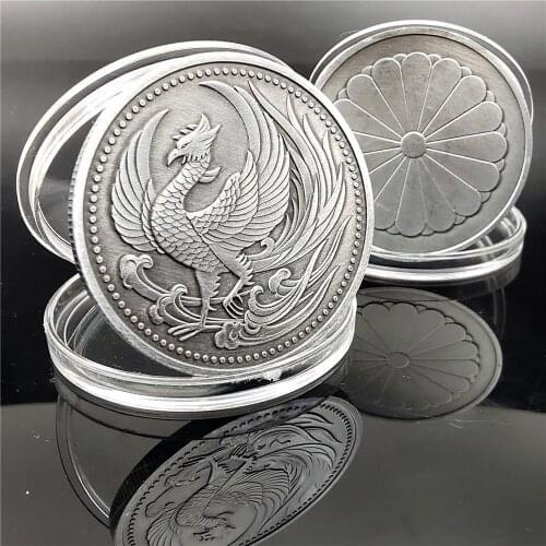 Japanese Traditional Culture Phoenix Antique Silver Coin Japan Bird Scales Wishing Phoenix Coins Collectibles Art Craft Gift