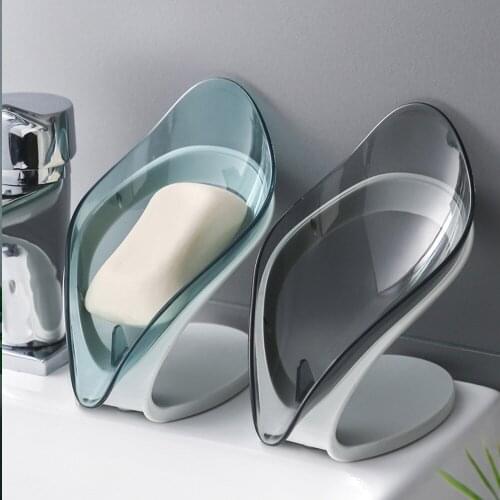 Leaf Shape Soap Box Bathroom Soap Holder Dish Storage Plate Tray Toilet Shower Non-slip Drain Soap Holder Case Bathroom Gadgets