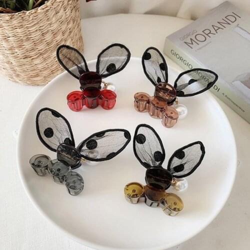 New Elegant Mesh Bow Mesh Hair Claws Crab Hair Clips For Women Girls Dots Yarn Ribbon Ponytail Holder Hair Accessories