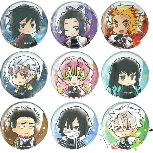 Demon Slayer: Kimetsu no Yaiba Anime Badge Tomioka Giyuu Kochou Shinobu Rengoku Kyoujurou Hashira Metal Badge Brooch Pins