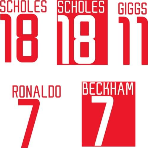 2002-2003 Felt Nameset Solskjaer Nameset #7 Beckham Ronaldo 11 Giggs 18 Scholes Customize Any Name Number Diy Printing Flocking