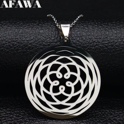 2021 Fashion Flower of Life Stainless Steel Chain Necklace Silver Color Women Necklaces & Pendants Jewelry gargantilla N19306