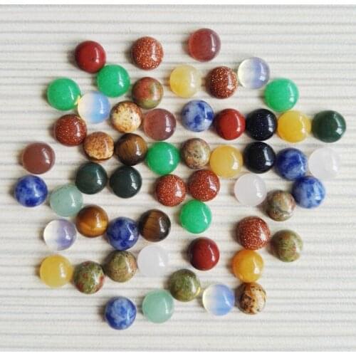 2021 Fashion High Quality Assorted Natural Stone Round Cab Cabochon Beads for Jewelry Accessories 6mm Wholesale 50pcs/lot Free