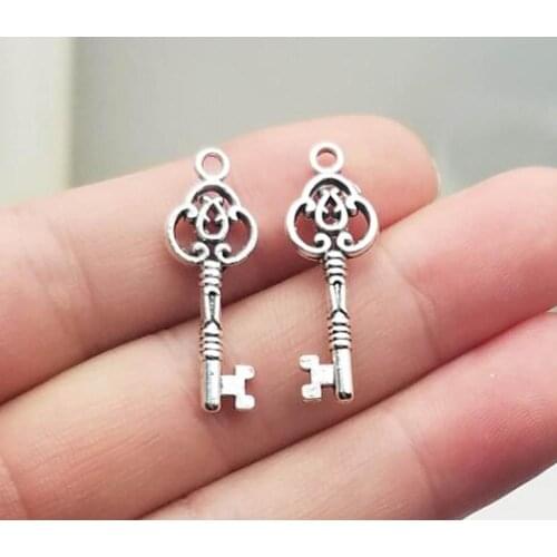 30pcs/lot--28x10mm, key cham,Antique silver plated key charms ,DIY supplies, Jewelry accessories